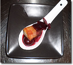Crispy Housemade Pork Belly with Michigan Cherries and Cherry Gastrique