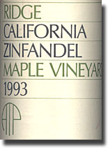 1993 Ridge Dry Creek Zinfandel Maple Vineyard