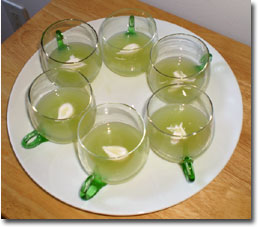 Cucumber Shooter with Kafir Lime, Mint and Crème Fraiche
