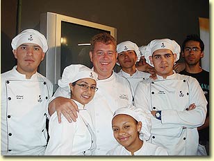 Chef Kerr with staff and students