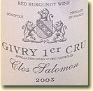 CLOS SALOMON GIVRY 1ER CRU  2003