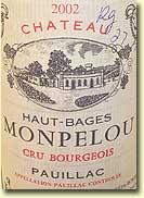 CHATEAU HAUT-BAGES MONPELOU 2002