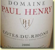 DOMAINE PAUL HENRY COTES DU RHONE 2006