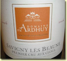 DOMAINE D'ARDHUY AUX CLOUS SAVIGNY-LES-BEAUNE 1ER CRU 2006