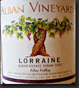 2000 Alban Edna Valley Syrah Lorraine