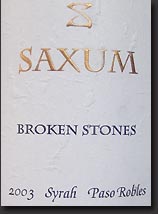 2003 Saxum Paso Robles Syrah Broken Stones