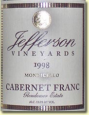 Jefferson Cabernet Franc Glendower Estate Vineyard 1998