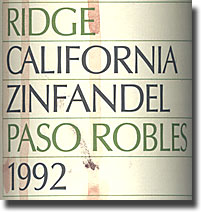 1992 Ridge Paso Robles Zinfandel