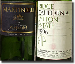 '95 Martinelli Jackass and '96 Ridge Lytton Estate
