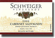 Schweiger Vineyards Napa Cabernet Sauvignon Spring Mountain District